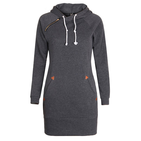 Fashion Autumn Dresses Women Hoodie Dress Pocket Long Sleeve