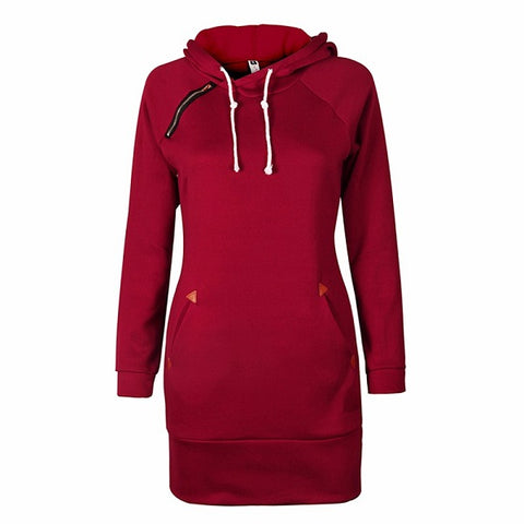 Fashion Autumn Dresses Women Hoodie Dress Pocket Long Sleeve