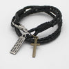 Christian Cross Leather Bracelet Scripture Jesus Bible Religious