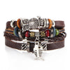 4PCS/SET Punk Vintage Pattern Leather Bracelet