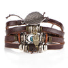 4PCS/SET Punk Vintage Pattern Leather Bracelet