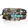 4PCS/SET Punk Vintage Pattern Leather Bracelet