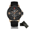 NAVIFORCE-Sports Watch Men Military Leather Quartz