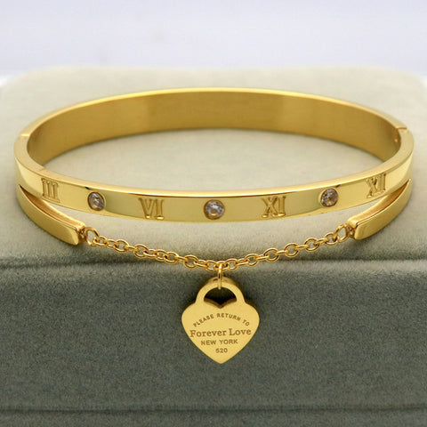 Bracelet Hanging Heart Label Forever Love