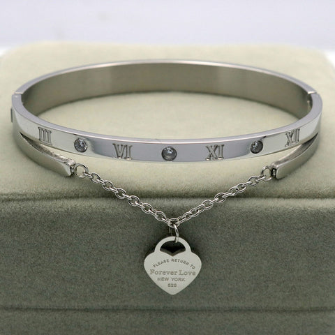 Bracelet Hanging Heart Label Forever Love