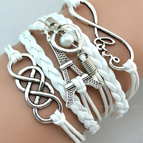 Women's Fashion Braided Multilayer Love Heart Eiffel Tower