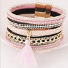Multilayer Leather Tassel Magnetic Braided Bracelet