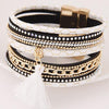 Multilayer Leather Tassel Magnetic Braided Bracelet