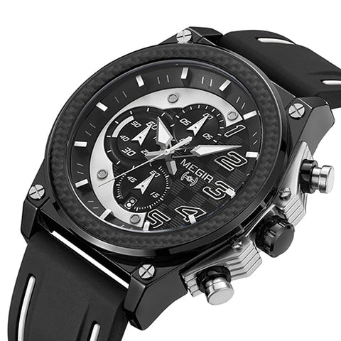 MEGIR - Men Sport Watch Big Dials Silicone Strap Army Military