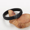 J.K 4 sizes Trendy Multilaye Weave Black Leather