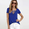 Women Summer Fashion Shirt Solid colors Sexy V Neck Hollow Out