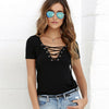 Women Summer Fashion Shirt Solid colors Sexy V Neck Hollow Out