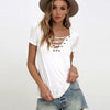 Women Summer Fashion Shirt Solid colors Sexy V Neck Hollow Out