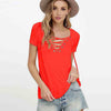 Women Summer Fashion Shirt Solid colors Sexy V Neck Hollow Out