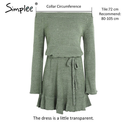 Simplee Sexy Off Shoulder Knitting Sweater Dress Women