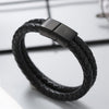 J.K 4 sizes Trendy Multilaye Weave Black Leather