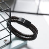 J.K 4 sizes Trendy Multilaye Weave Black Leather