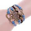Antique Owl Engrave Epigram Charm Leather Bracelet