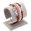 Antique Owl Engrave Epigram Charm Leather Bracelet