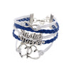 Antique Owl Engrave Epigram Charm Leather Bracelet