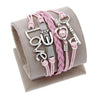 Antique Owl Engrave Epigram Charm Leather Bracelet