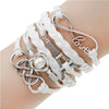 Antique Owl Engrave Epigram Charm Leather Bracelet