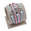 Antique Owl Engrave Epigram Charm Leather Bracelet