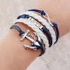Antique Owl Engrave Epigram Charm Leather Bracelet
