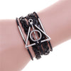 Antique Owl Engrave Epigram Charm Leather Bracelet