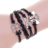 Antique Owl Engrave Epigram Charm Leather Bracelet