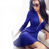2017 Summer Autumn Fashion Women Dress Solid Pleated V-neck