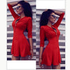 2017 Summer Autumn Fashion Women Dress Solid Pleated V-neck