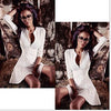2017 Summer Autumn Fashion Women Dress Solid Pleated V-neck